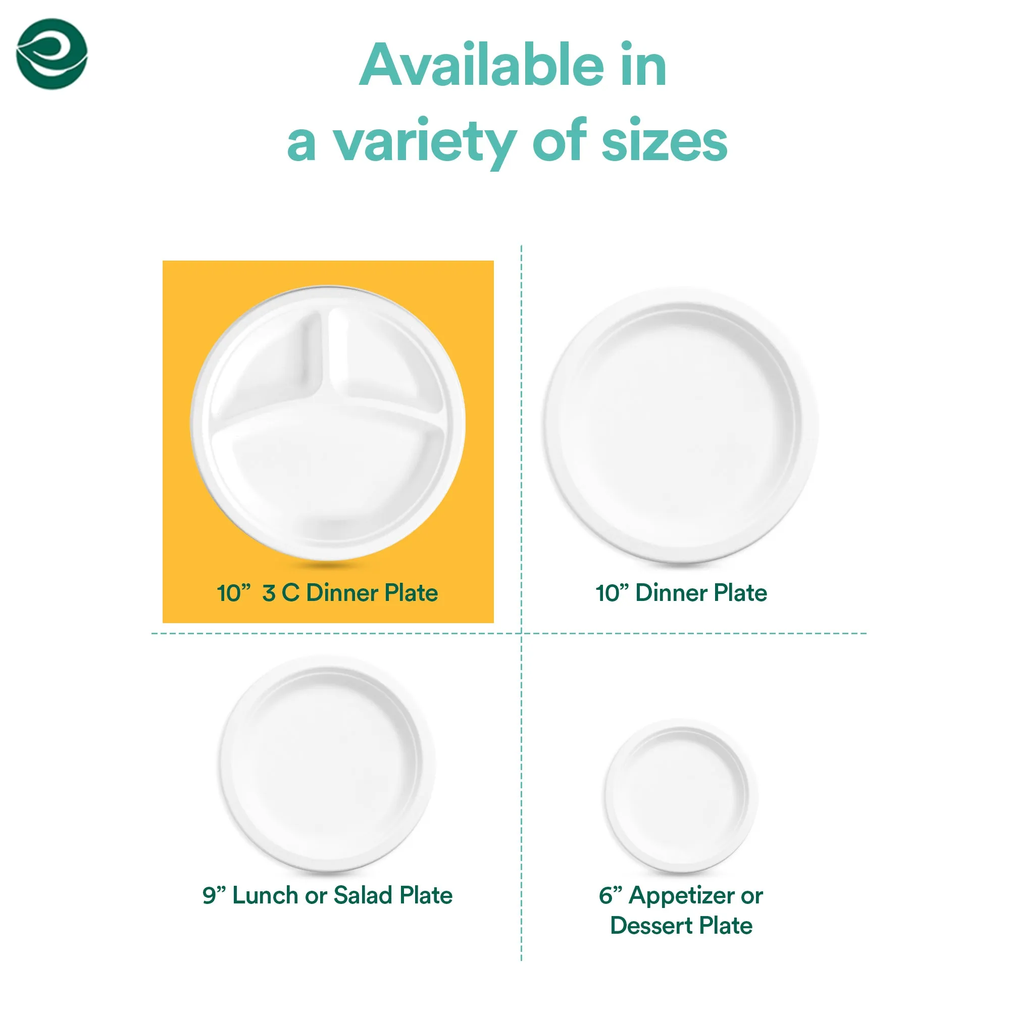 10 Inch Round 3 Compartment Disposable Bagasse Plates
