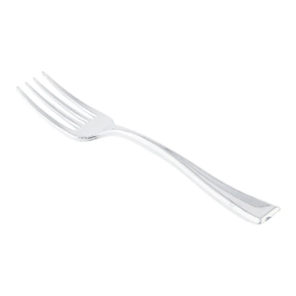 100 Rectangle Seagreen 5" Plastic Plates and 100 Silver Plastic 4" Mini Forks