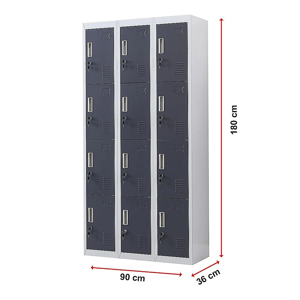 12-Door Locker for Office | Gym | Shed | School | Home Storage | Standard Lock with Keys