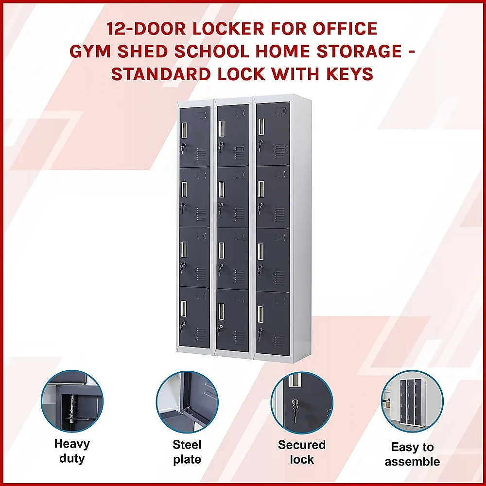 12-Door Locker for Office | Gym | Shed | School | Home Storage | Standard Lock with Keys
