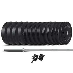 260kg Rubber Olympic Bumper Plate Set with ZEUS100 Barbell