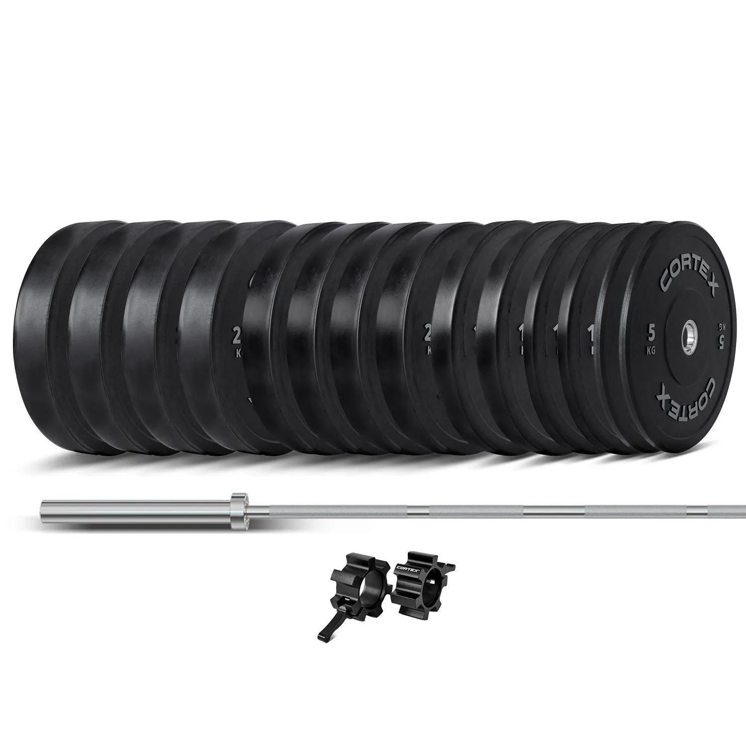 260kg Rubber Olympic Bumper Plate Set with ZEUS100 Barbell