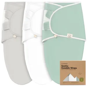 3pk Soothe Baby Swaddles 0-3 Months, Sleep Sack For Newborns Sage