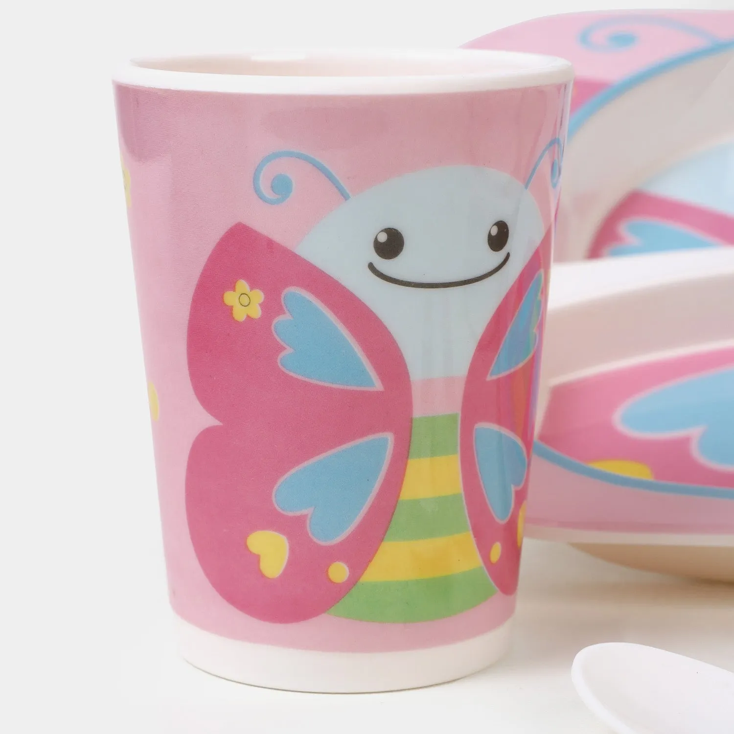 Baby Feeding Bowl Plate Dishes Fork Spoon Cup 5Pcs/Set - Butterfly
