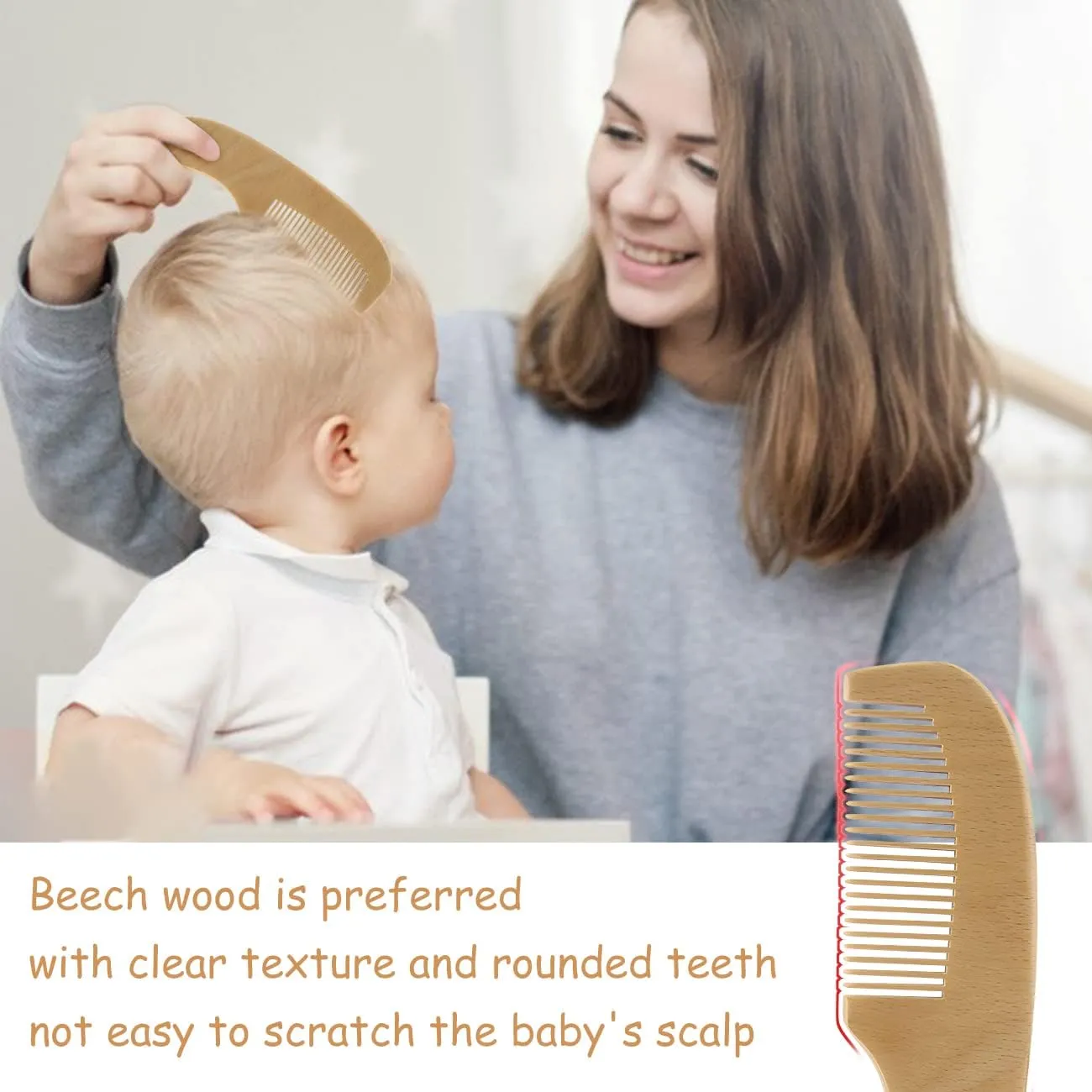 Babymoon Set of 4 | Baby Grooming Set | Baby Wooden Comb, Hair Brush, Face Brush, Shampoo Brush with Box | Baby Return Gift Set