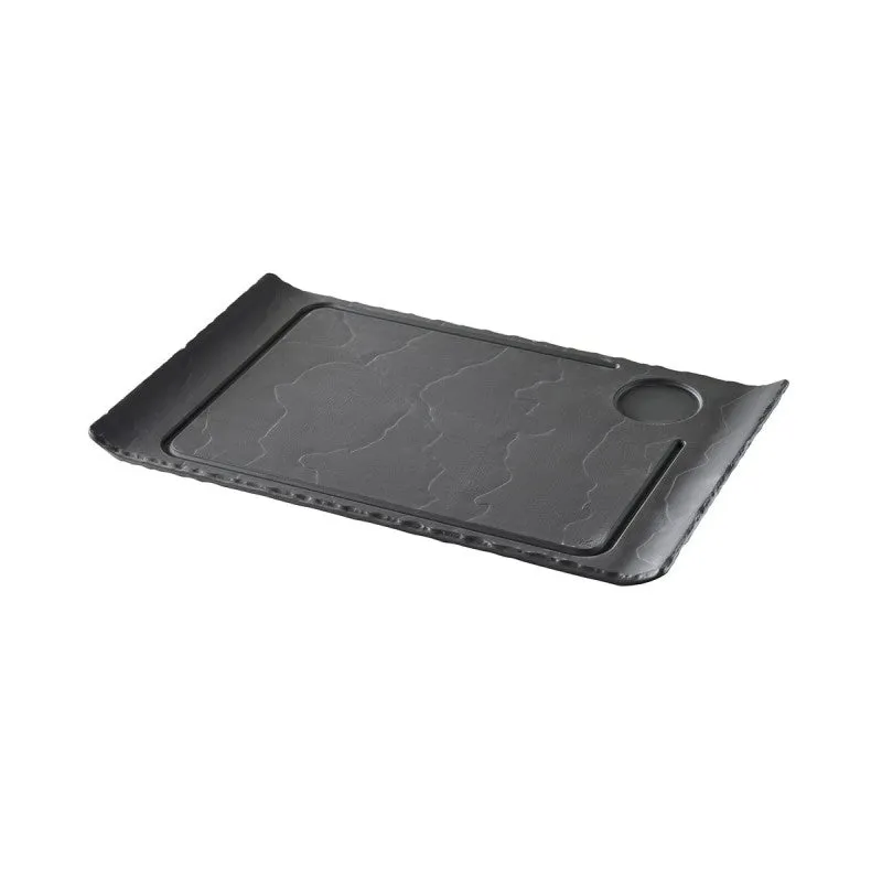BASALT STEAK PLATE CURVED EDGES, MATT SLATE STYLE - 39.5X24X2 CM.