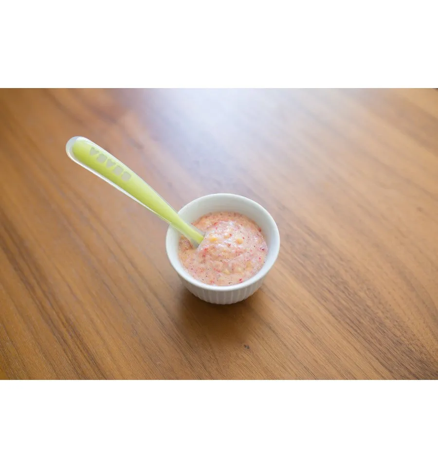 Beaba Set of 4 ergonomic 1st age silicone spoons Eucalyptus (Assorted Colors Windy Blue/ Eucalyptus Green/Light Mist/Old Pink