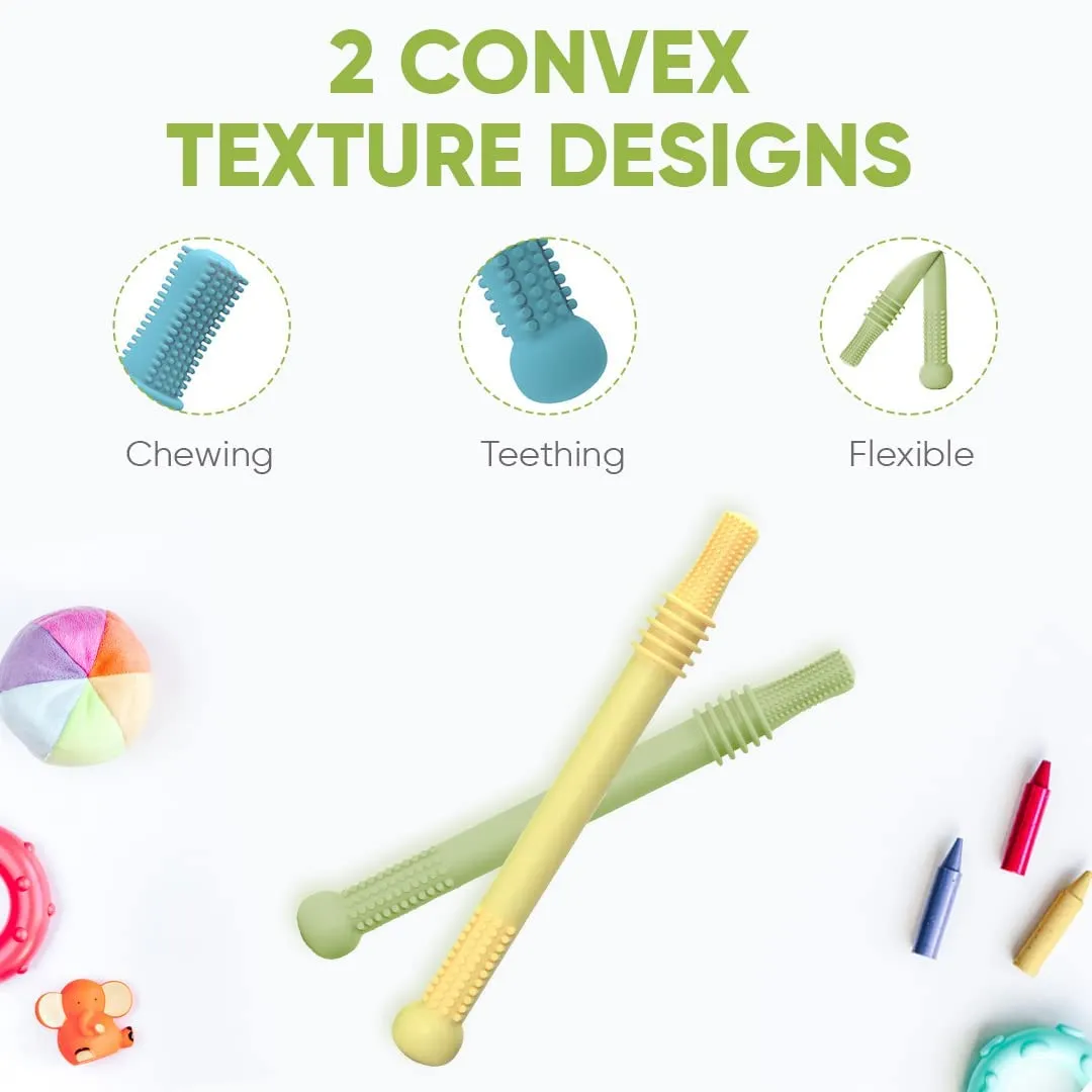 BEBECAN Teething Sticks for Babies 0-36 Months - Super Soft Silicone Teethers in 6 Vibrant Colors, Infant Teething Relief, Multicolored Teething Tubes Baby Gift Teethers