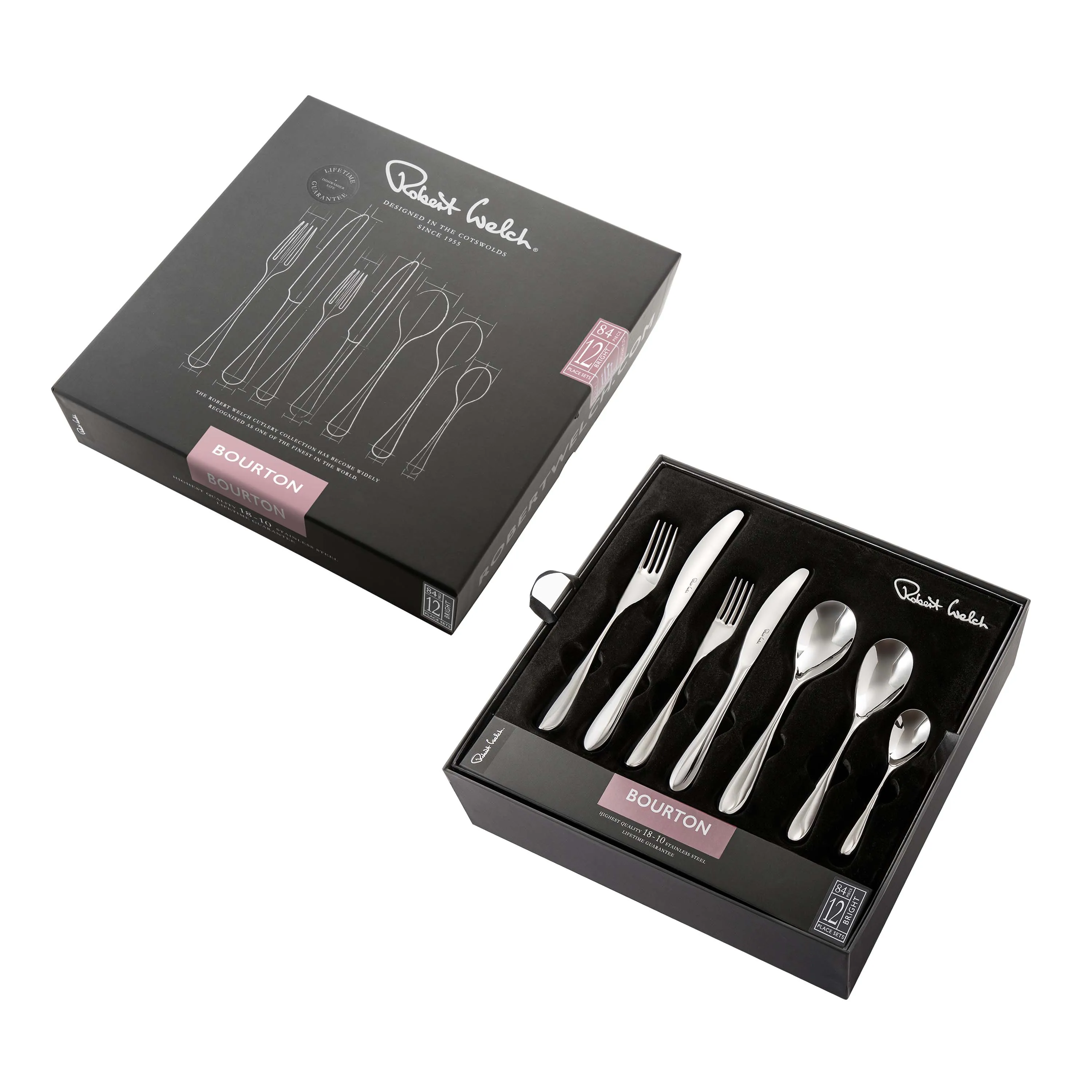 Bourton Bright Cutlery Set, 84 Piece for 12 People