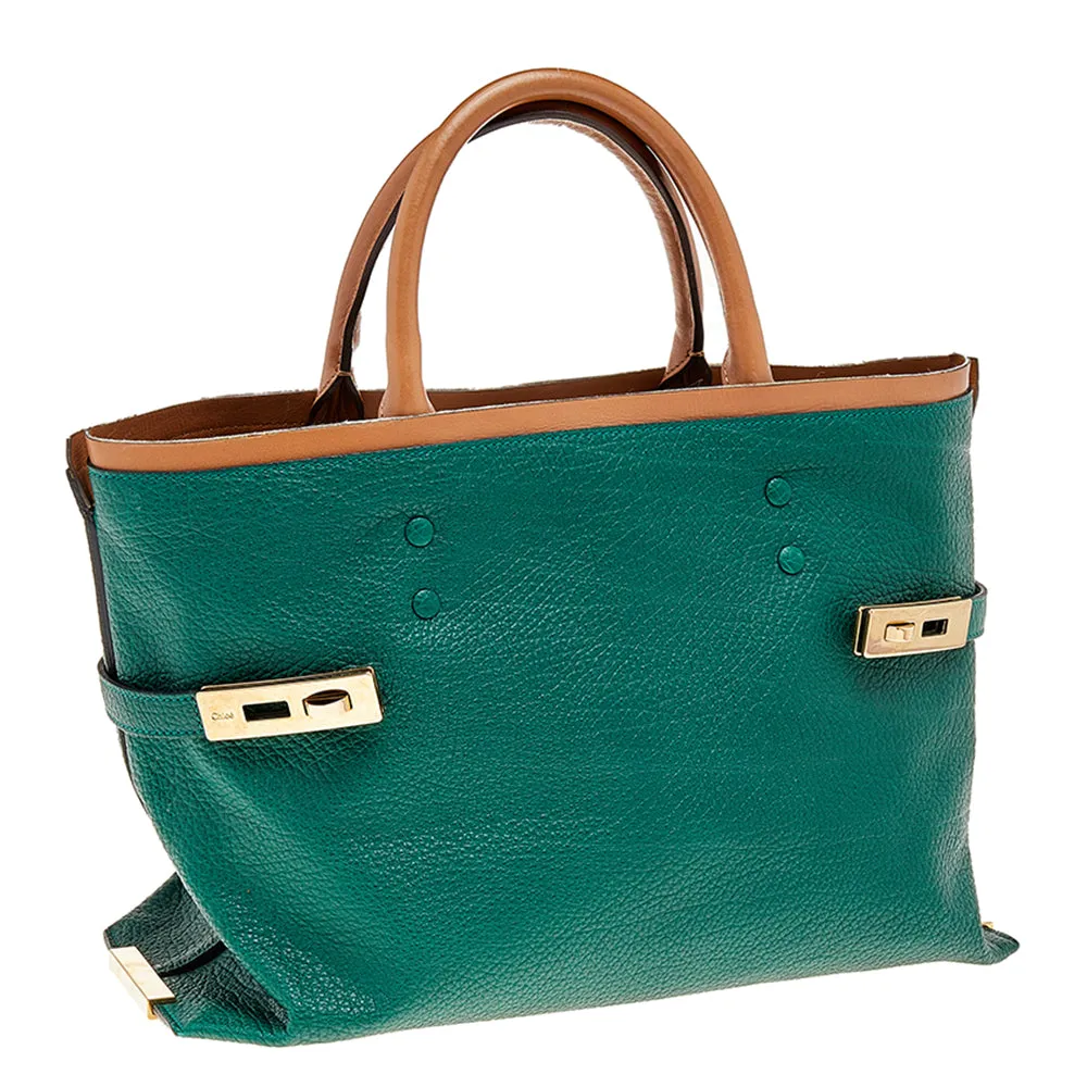 Chloe Green/brown Leather Charlotte Tote
