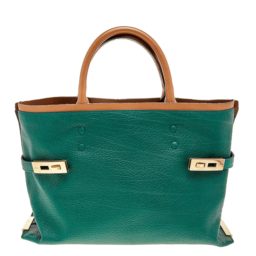 Chloe Green/brown Leather Charlotte Tote