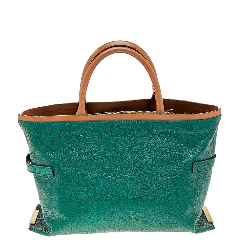 Chloe Green/brown Leather Charlotte Tote