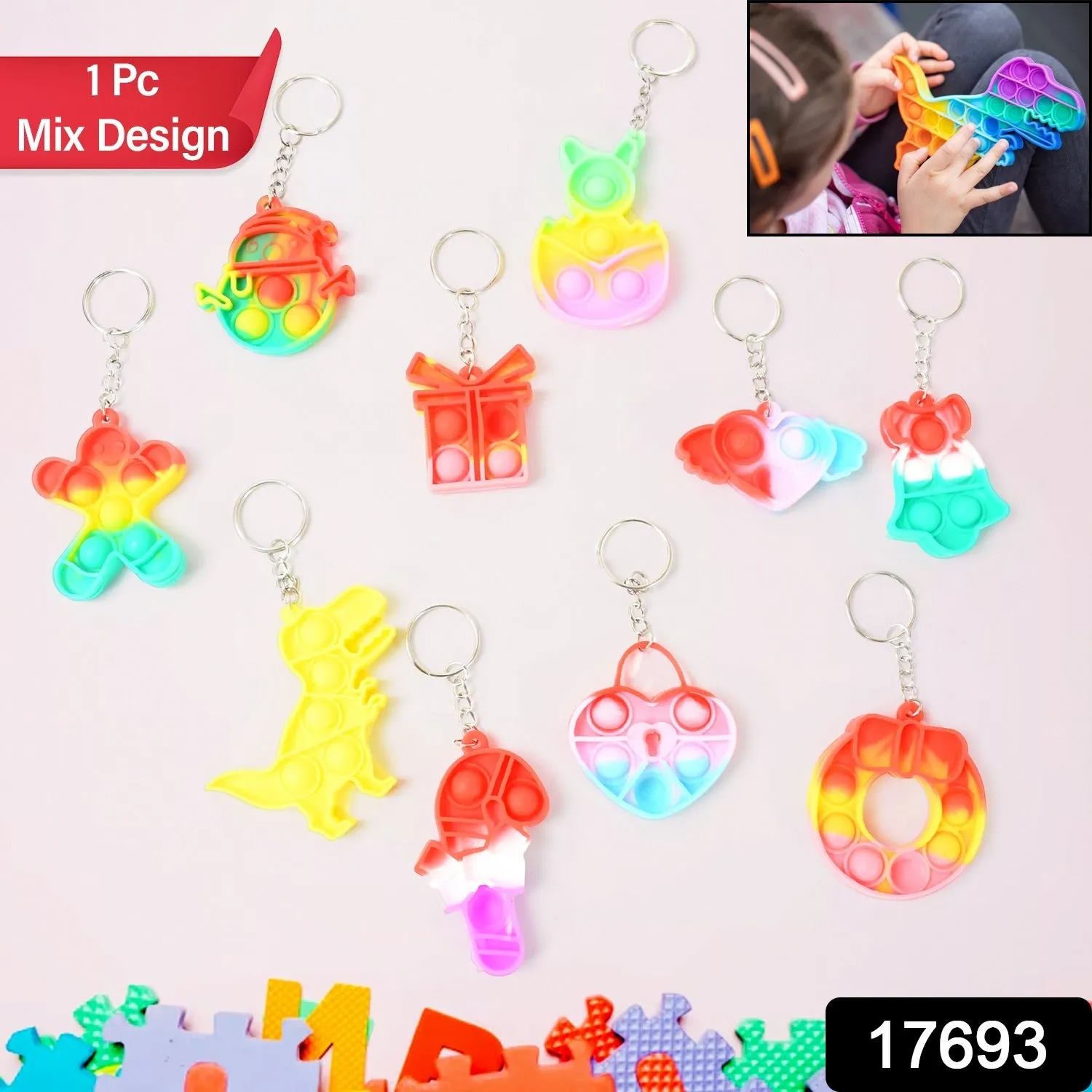 Compact Silicone Pop It Keychain Fidget Toy