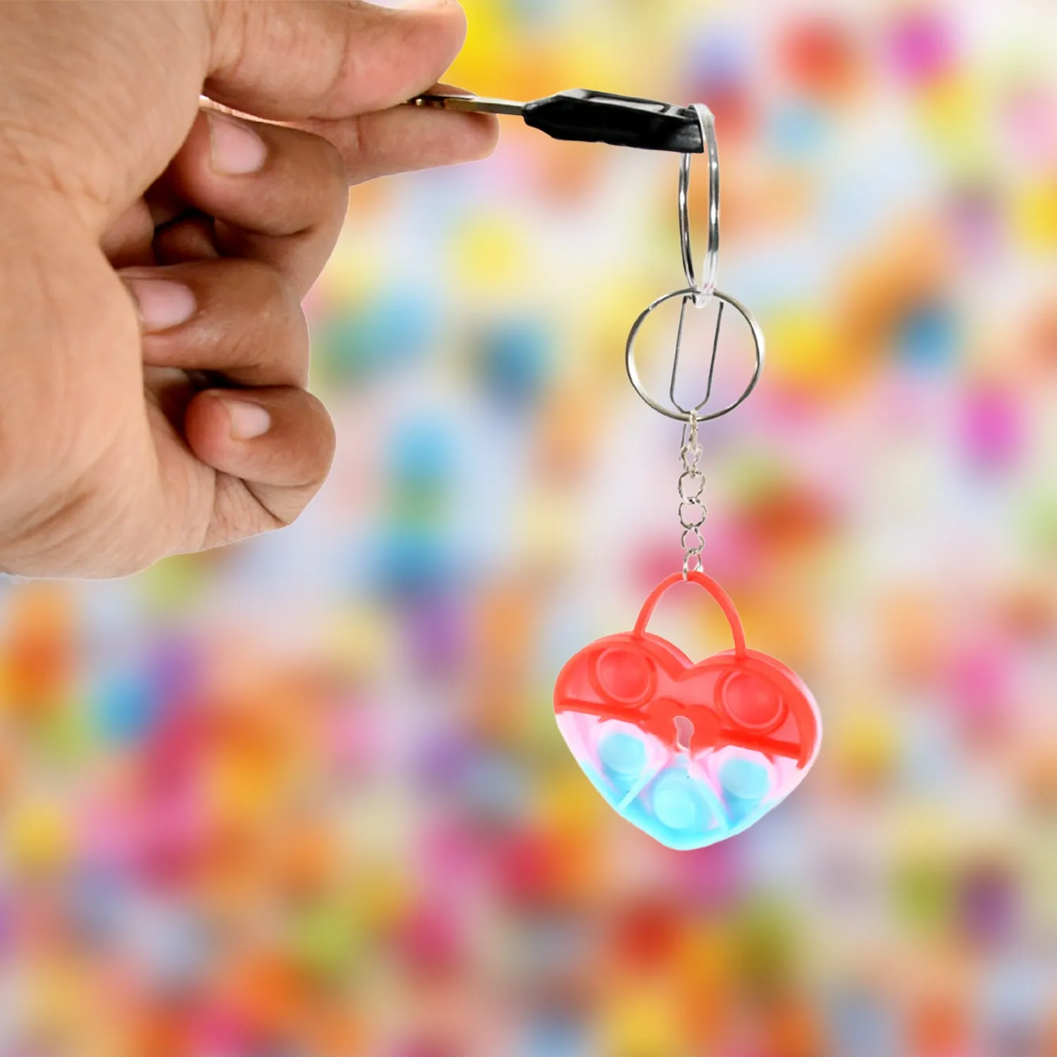 Compact Silicone Pop It Keychain Fidget Toy