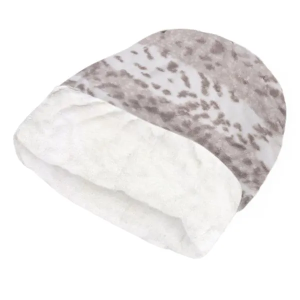 cuddle cup bed - soft platinum snow leopard with ivory faux-fur