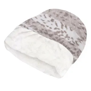 cuddle cup bed - soft platinum snow leopard with ivory faux-fur