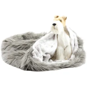 cuddle cup bed - taupe fur with platinum snow leopard