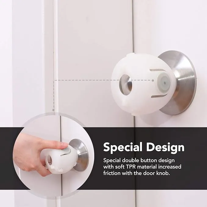 Door Knob Covers: 4-Pack Baby Safety Door Knob Locks (Not for All Door Knobs)