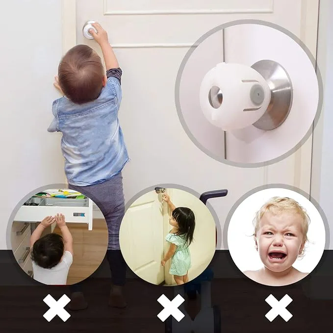 Door Knob Covers: 4-Pack Baby Safety Door Knob Locks (Not for All Door Knobs)