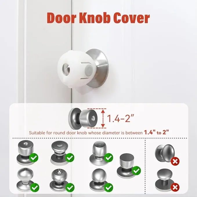 Door Knob Covers: 4-Pack Baby Safety Door Knob Locks (Not for All Door Knobs)