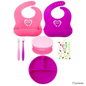 Evla's Ideal Silicone Feeding Set - Pink