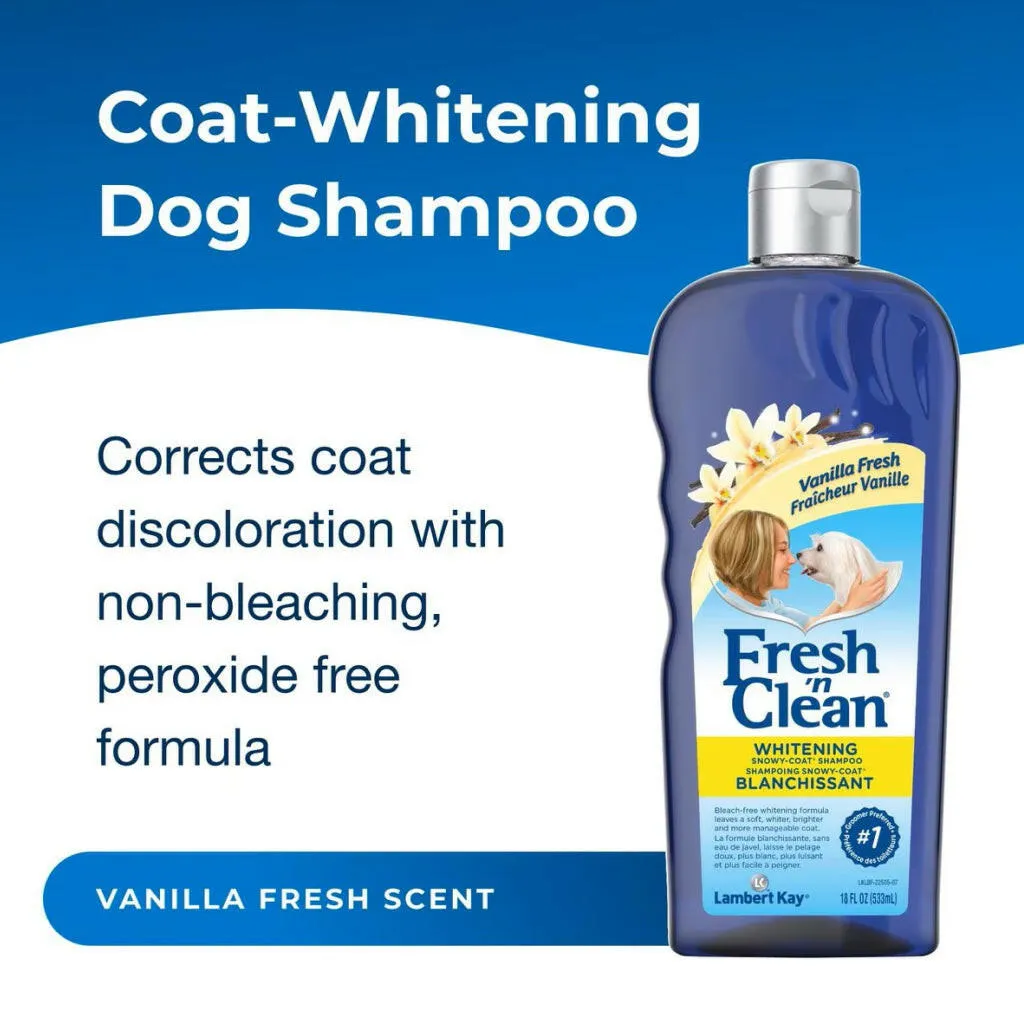 Fresh ’n Clean Whitening Snowy-Coat Shampoo For Dogs - Vanilla Scent (18 oz)