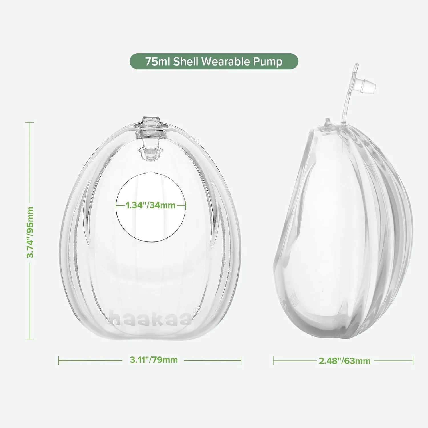 Haakaa Shell Wearable Silicone Breast Pump, 2.5oz/75ml, 1pc
