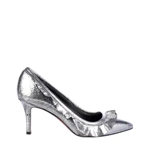 Isabel Marant Silver Leather Poween Ruffle Pumps 38