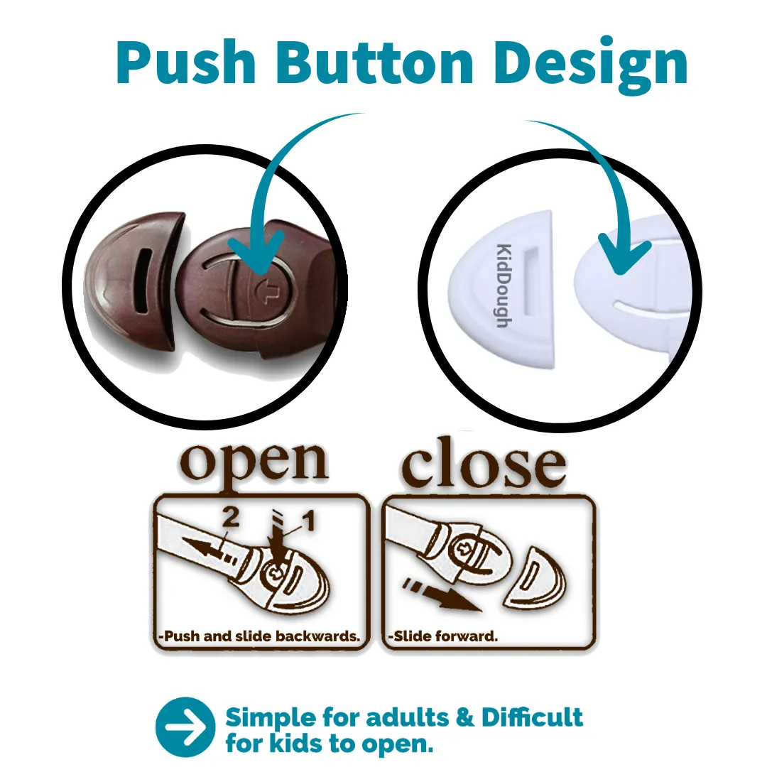 KidDough Furniture Safety Locks for Kids- Pack of 4 White   4 Brown Locks