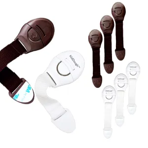 KidDough Furniture Safety Locks for Kids- Pack of 4 White   4 Brown Locks
