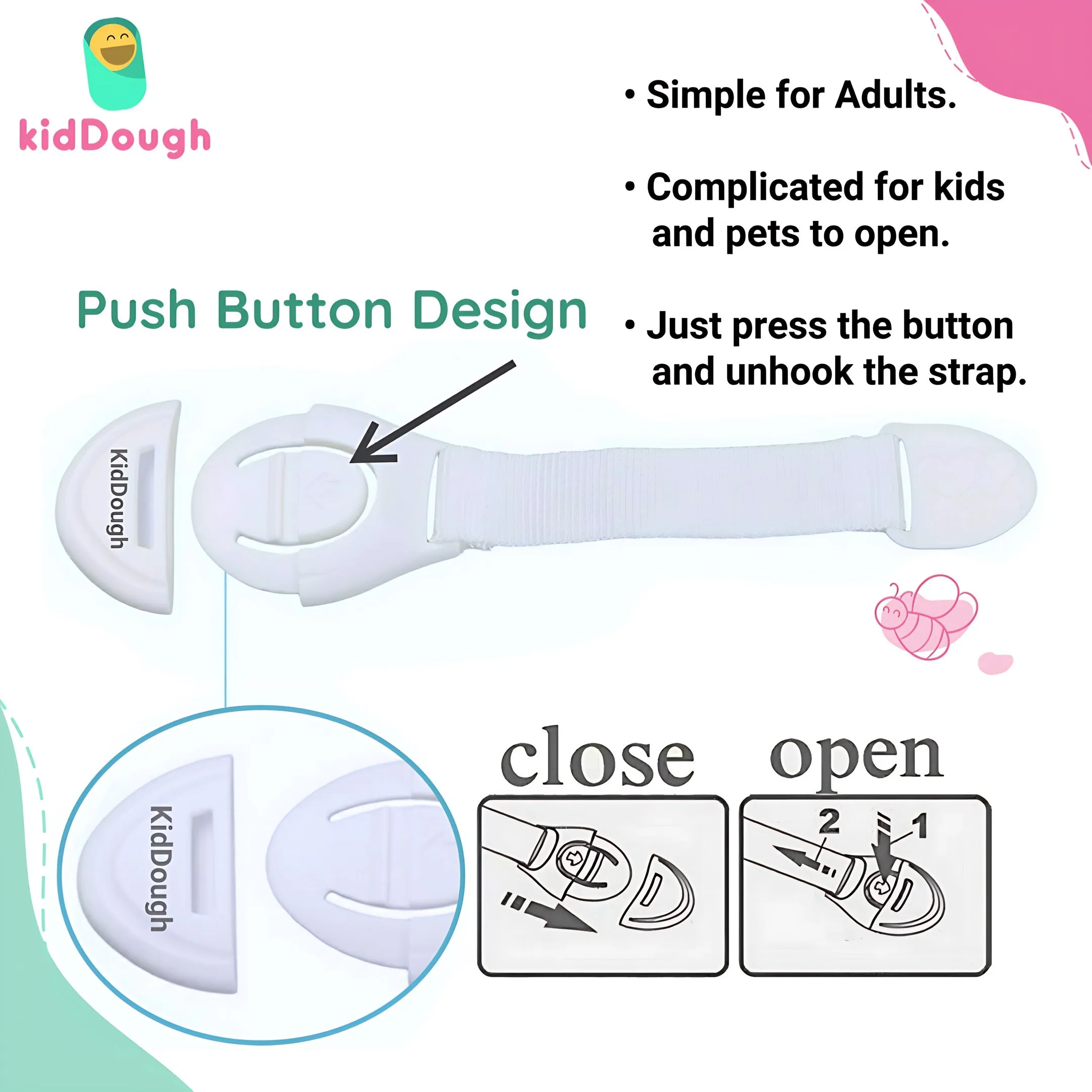 KidDough Furniture Safety Locks for Kids- Pack of 8 Beige Locks