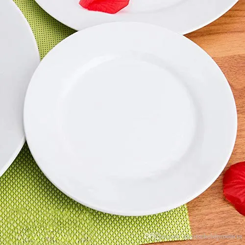 Kurtzy Round Ceramic Dish Plate Microwave Safe for Serving Eating Dessert Dinner Tableware Set of 6