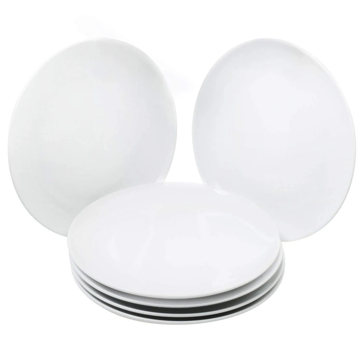 Kurtzy Round Ceramic Dish Plate Microwave Safe for Serving Eating Dessert Dinner Tableware Set of 6