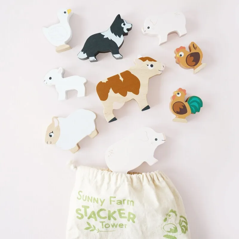 Le Toy Van - Petilou - Farm Stacking Animals & Bag