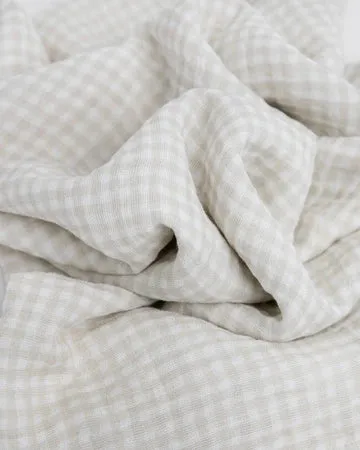Little Unicorn Cotton Muslin Swaddle / Tan Gingham