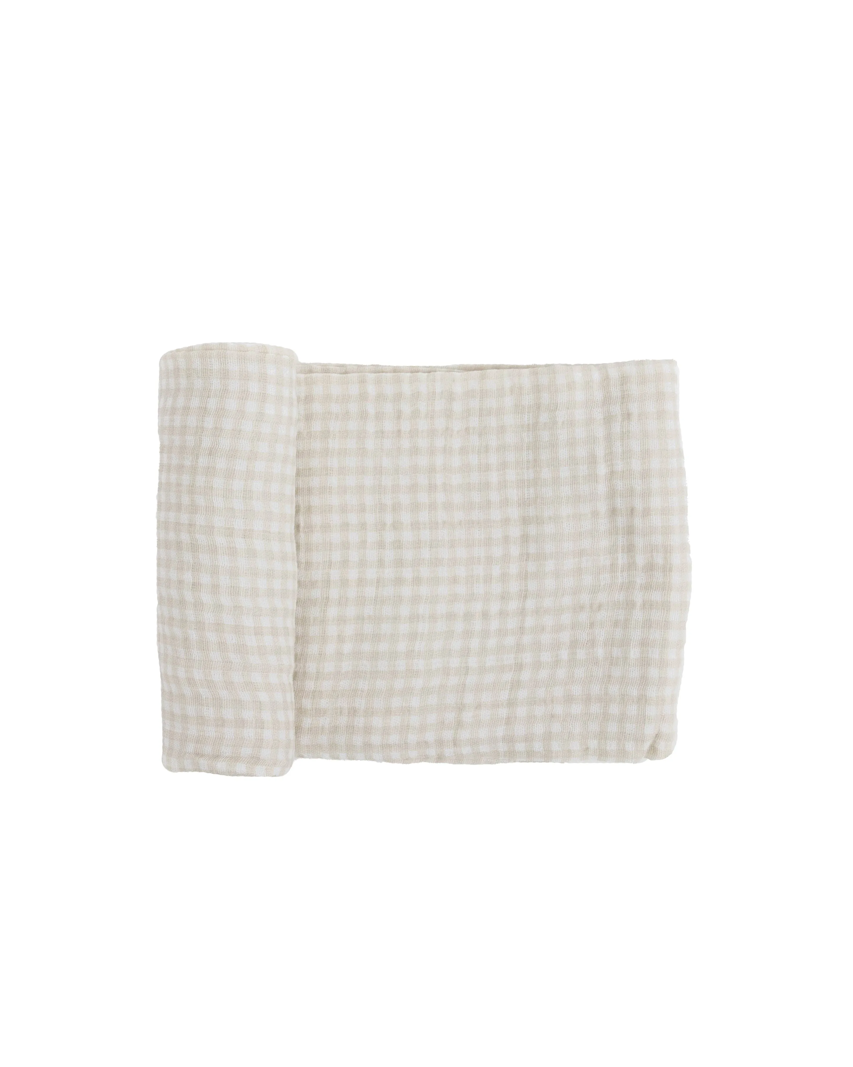 Little Unicorn Cotton Muslin Swaddle / Tan Gingham