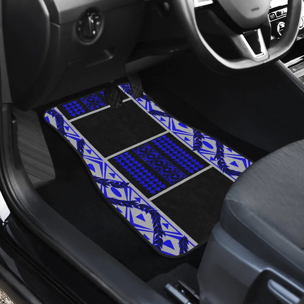 Maile Tribe Front and Back Car Mats Blue Grey