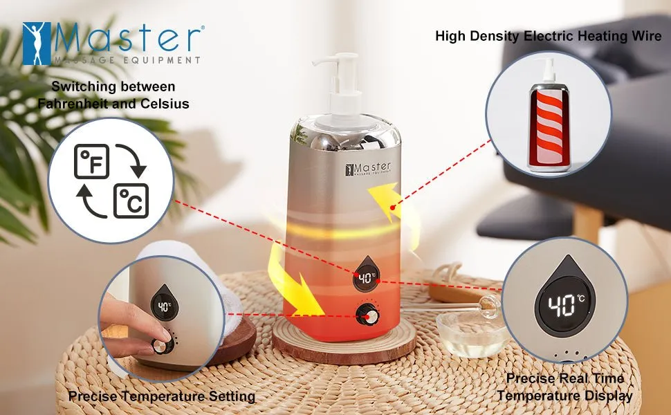 Master Single Bottle Massage Oil Warmer Lotion Warmer Dispenser Heated for Body Cream Heating Device for Massage Therapy & Personal Use- Quick Oil & Lotion Warmer Heats up