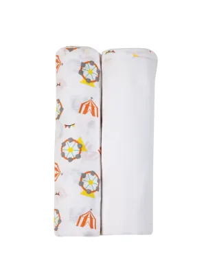 Muslin Swaddle - 2Pc Set - Carnival Orange
