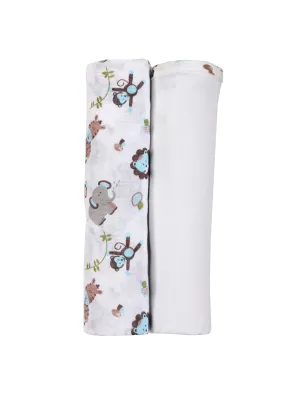 Muslin Swaddle - 2Pc Set - Zoo Blue
