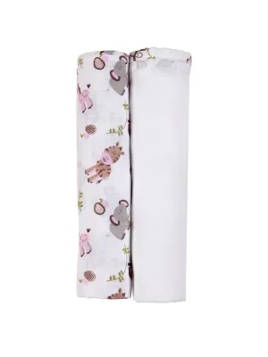 Muslin Swaddle - 2Pc Set - Zoo Pink