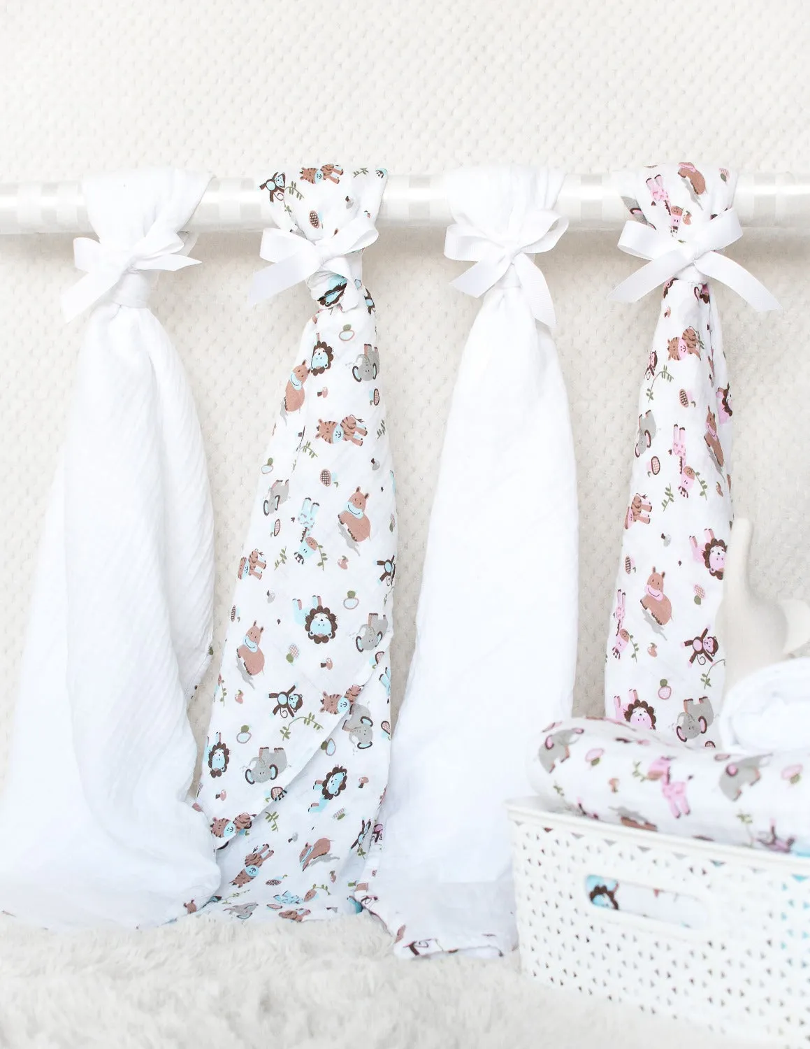 Muslin Swaddle - 2Pc Set - Zoo Pink