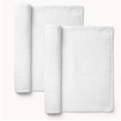 Natemia Muslin Bamboo Swaddle Blankets - 2 Pack - White