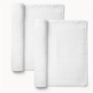 Natemia Muslin Bamboo Swaddle Blankets - 2 Pack - White