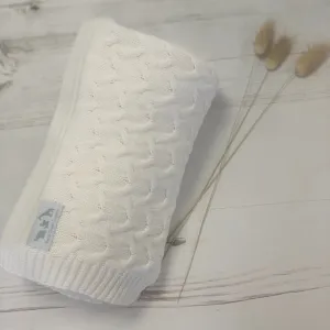 Organic Cable Baby Blanket - Snow White