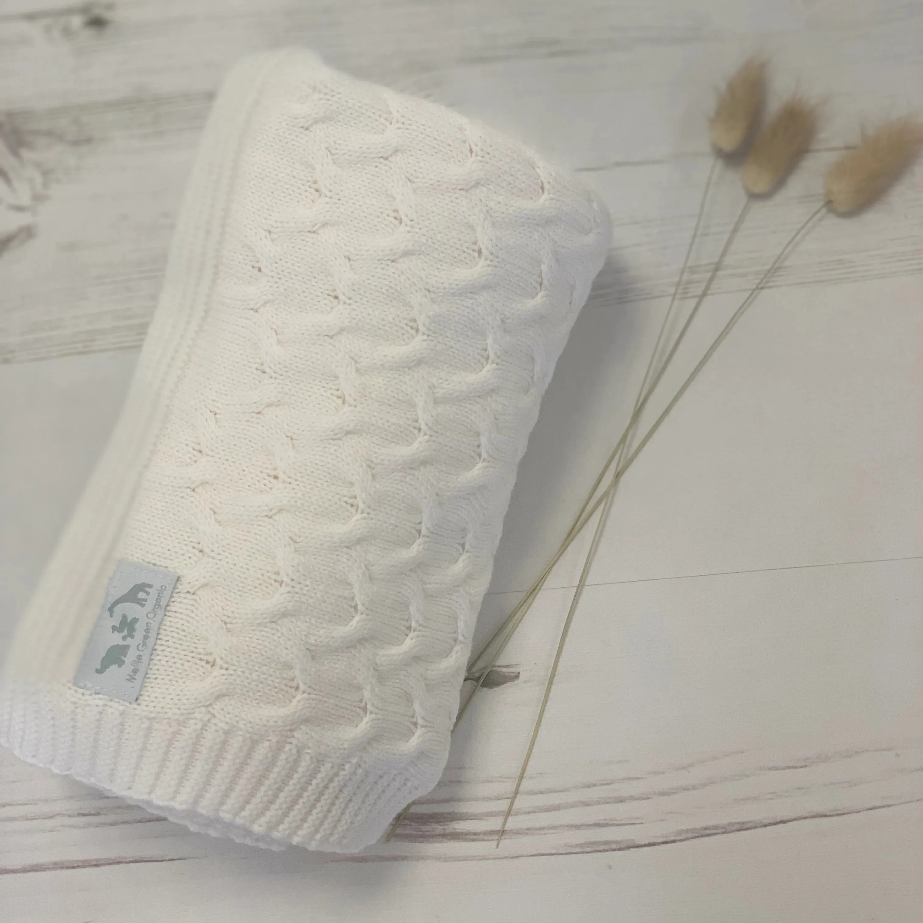 Organic Cable Baby Blanket - Snow White