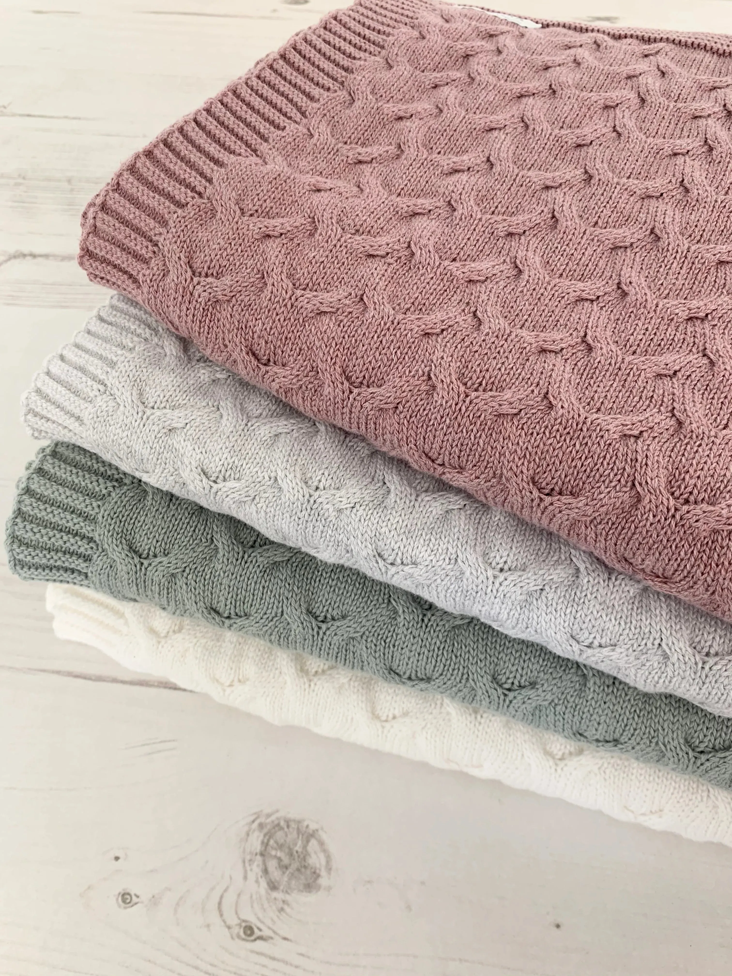 Organic Cable Baby Blanket - Snow White