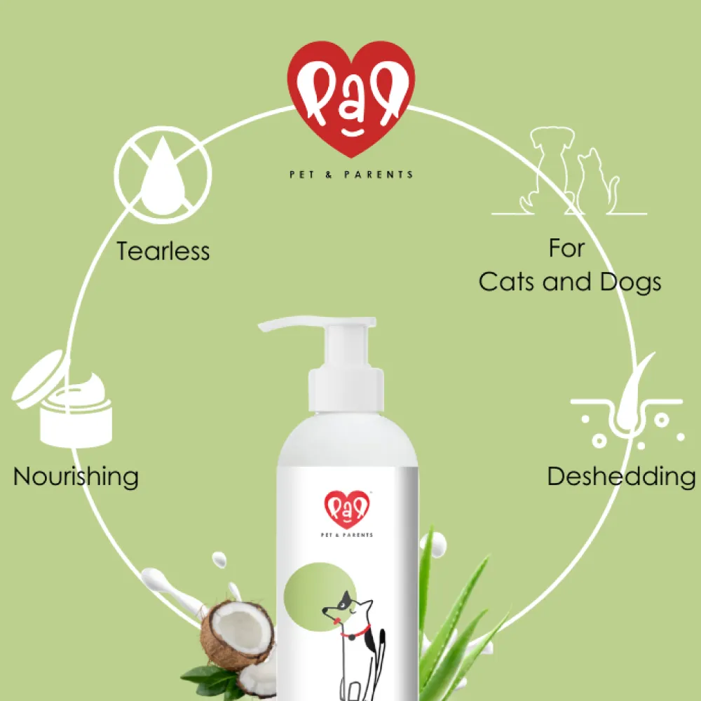 Pet And Parents Deshedding Tearless Alovera   Coconut Shampoo for Dogs and Cats