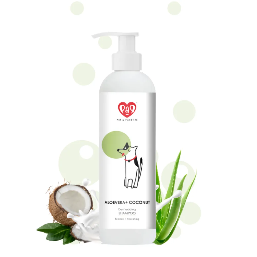 Pet And Parents Deshedding Tearless Alovera   Coconut Shampoo for Dogs and Cats
