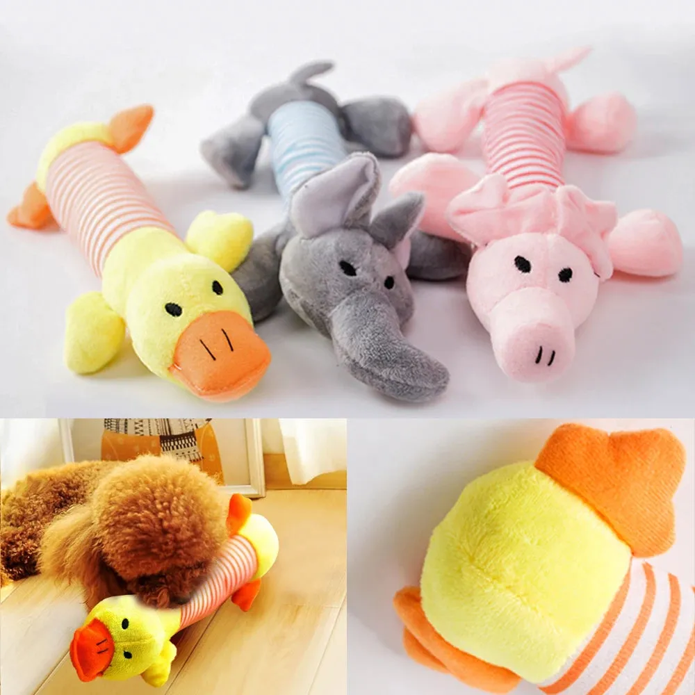 Plush Cute Elephant, Duck, Pig Pet Toys | Squeak Sound Dog and Cat Toys | Funny Fleece Durable Chew Molar Toy | Fit for All Pets